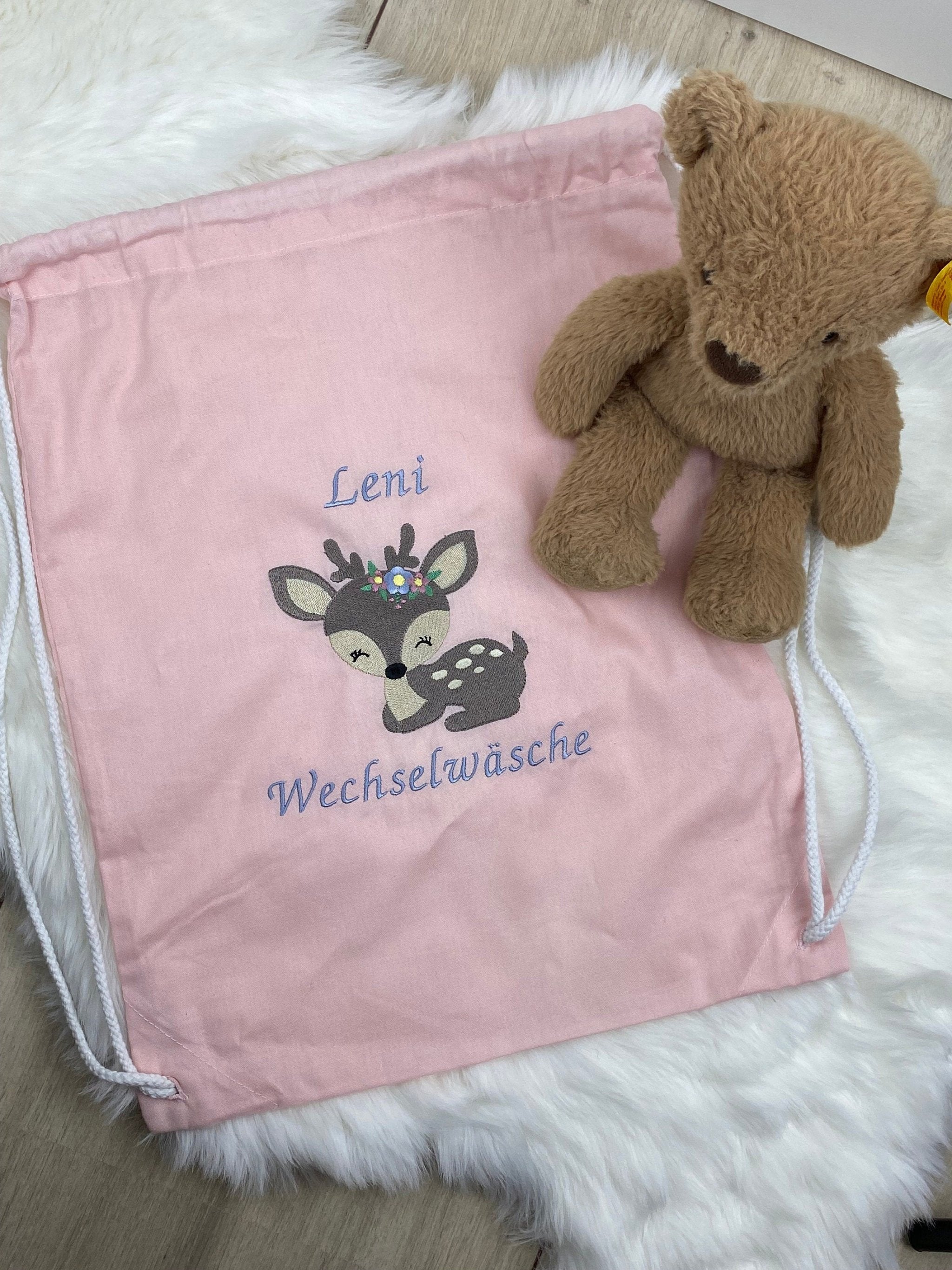 Kita Beutel mit Namen, Kita Tasche Mädchen, Wechselkleidung, Kindergarten Tasche mit Namen, Stoffbeutel personalisiert