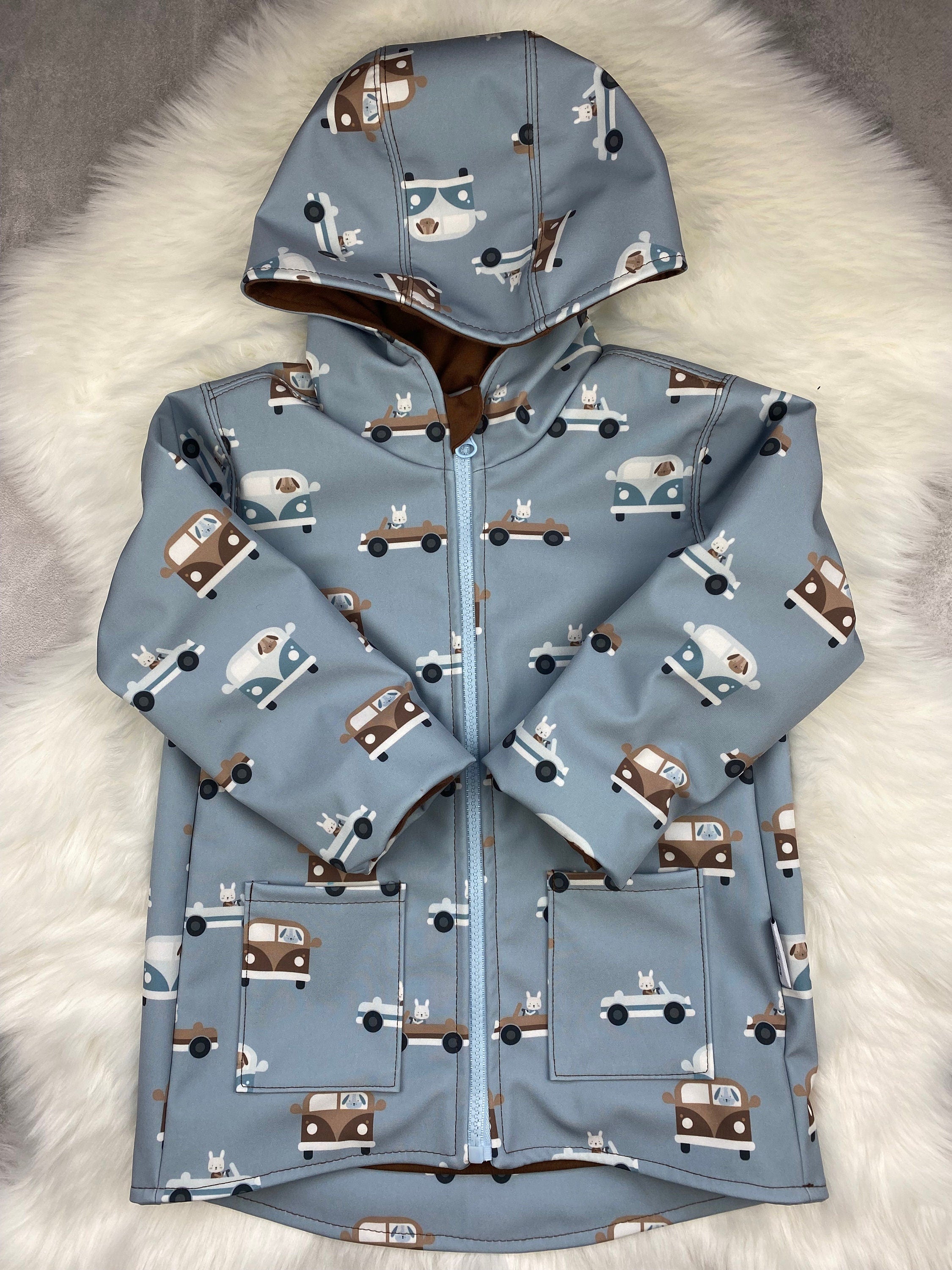 Softshell Regenjacke für Kinder gefüttert, Kinderregenjacke mit Kapuze und Reißverschluss,Softshelljacke Kinder, Übergangsjacke Kinder