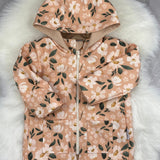 geblümte Softshelljacke für Kinder, mit Taschen, Kragen und Kapuze