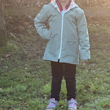 Softshelljacke Uni Dusty Mint, gefüttert, Kapuze, Kragen, Taschen, Reißverschluss