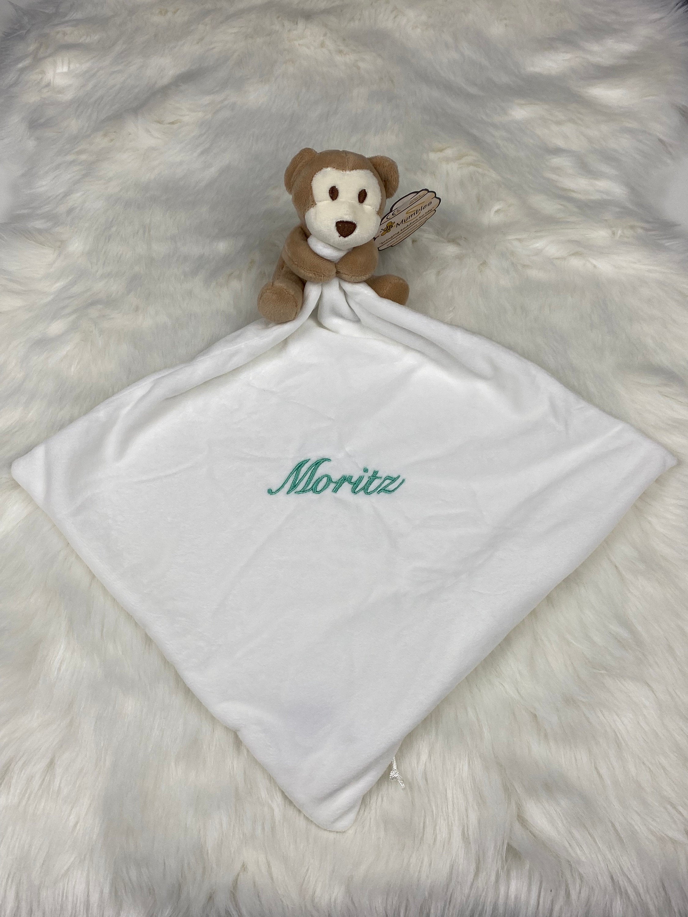 Schnuffeltuch personalisiert, Schmusetuch mit Namen, individuelles Geschenk, Schmusetuch Baby, Geschenke zur Geburt, Schmusetuch Affe