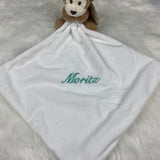 Schnuffeltuch personalisiert, Schmusetuch mit Namen, individuelles Geschenk, Schmusetuch Baby, Geschenke zur Geburt, Schmusetuch Affe