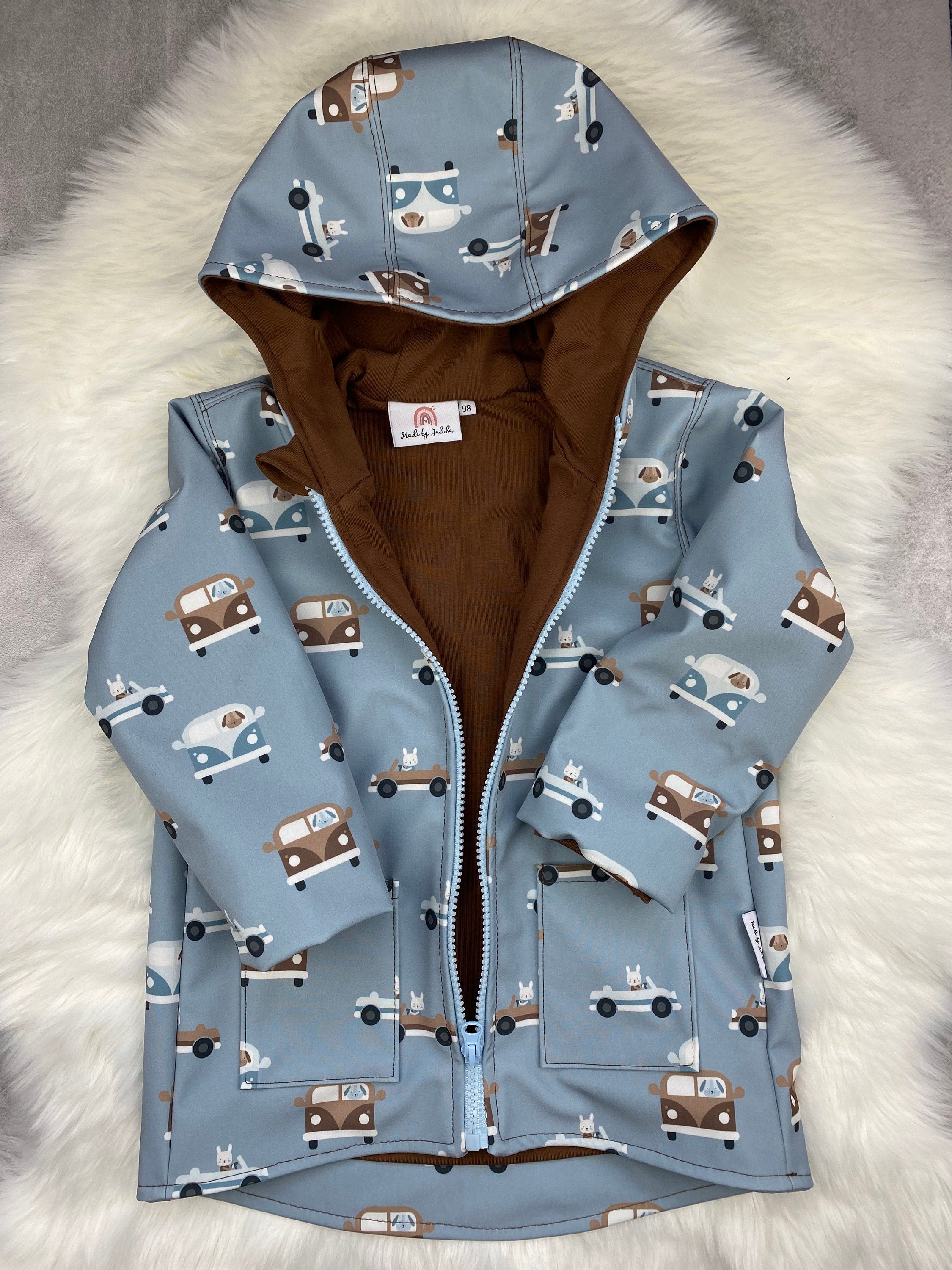 Softshell Regenjacke für Kinder gefüttert, Kinderregenjacke mit Kapuze und Reißverschluss,Softshelljacke Kinder, Übergangsjacke Kinder