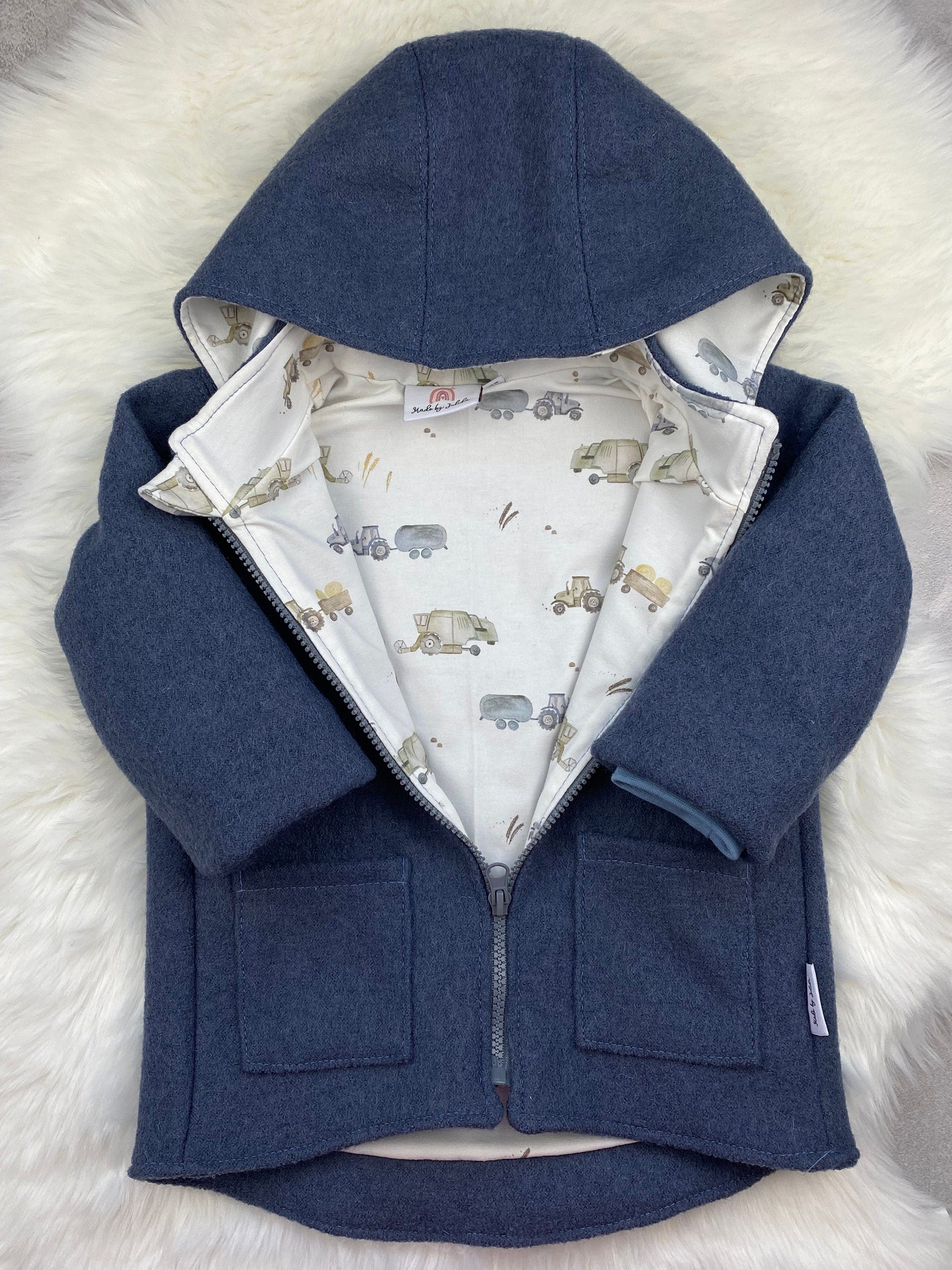 Walkjacke für Kinder, Wollwalkjacke Jungen, gefütterte Walkjacke Kinder, Walklodenjacke Kinder, Wolljacke für Kinder, Kinderjacke Winter