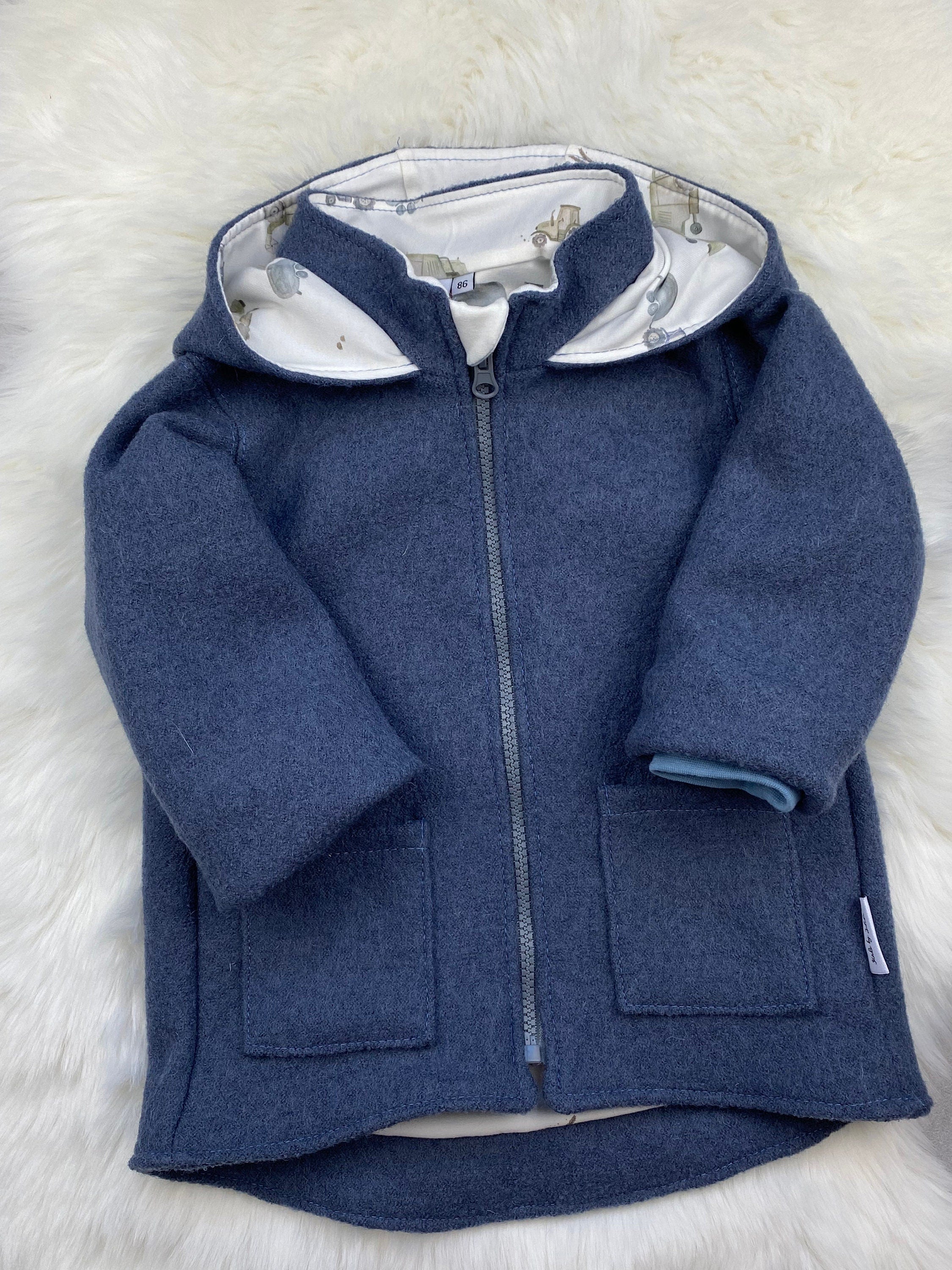 Walkjacke für Kinder, Wollwalkjacke Jungen, gefütterte Walkjacke Kinder, Walklodenjacke Kinder, Wolljacke für Kinder, Kinderjacke Winter