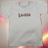 Personalisiertes besticktes T-Shirt mit Namen für Kinder, Geburtstags-Shirts mit Namen, T Shirt mit Glitzer, Geschenkidee für Kinder