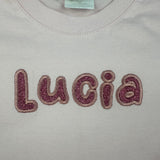 Personalisiertes besticktes T-Shirt mit Namen für Kinder, Geburtstags-Shirts mit Namen, T Shirt mit Glitzer, Geschenkidee für Kinder