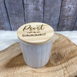 Personalisierte Vorratsdose aus Keramik | Mit graviertem Holzdeckel