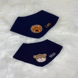 Halstuch mit Namen, Halstuch mit Druckknopf personalisiert, Musselintuch für Babys, Dreieckstuch Kinder, Spucktuch für Babys