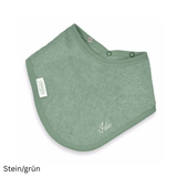 Frottee Halstuch Stein/grün bestickt mit Namen