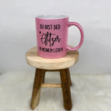 Glitzer-Tasse 330ml mit Spruch| Funkelnd & praktisch