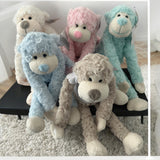 Fünf Plüsch-Affen Kuscheltiere in zarten Farben (Rosa, Hellblau, Creme, Beige, Mint) für Babys und Kinder