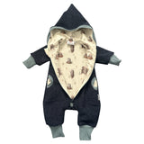 Merino Wollfleece Overall Kinder Gefüttert: Kuscheliger Baby Winteranzug mit Zipfelkapuze
