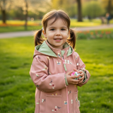 Softshell-Allwetterjacke „Schmetterling“ in Altrosa – Windfest mit Jerseyfutter & Kapuze