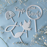 Tortenstecker Taufe – moderner Cake Topper für deine Tauftorte