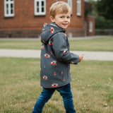 Softshelljacke Kinder Dunkelblau mit Feuerwehrauto und Jersey-Futter