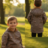 Softshelljacke Kinder in Hellbraun mit Skateboard-Hund & Kapuze