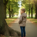 Wasserabweisende Kinder Übergangsjacke mit Kapuze Rückansicht