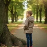 Wasserabweisende Kinder Übergangsjacke mit Kapuze Rückansicht