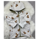 Softshelljacke für Kinder in Weiß mit Ponys 