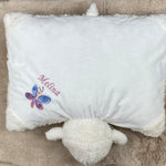 Personalisiertes Kuschelkissen, Schmusekissen Lamm, Geburtskissen, Kuscheltier mit Namen, Taufgeschenk personalisiert, Kuschelkissen Schaf