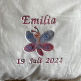 Personalisiertes Kuschelkissen, Schmusekissen Lamm, Geburtskissen, Kuscheltier mit Namen, Taufgeschenk personalisiert, Kuschelkissen Schaf