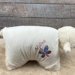 Personalisiertes Kuschelkissen, Schmusekissen Lamm, Geburtskissen, Kuscheltier mit Namen, Taufgeschenk personalisiert, Kuschelkissen Schaf