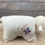 Personalisiertes Kuschelkissen, Schmusekissen Lamm, Geburtskissen, Kuscheltier mit Namen, Taufgeschenk personalisiert, Kuschelkissen Schaf