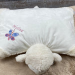 Personalisiertes Kuschelkissen, Schmusekissen Lamm, Geburtskissen, Kuscheltier mit Namen, Taufgeschenk personalisiert, Kuschelkissen Schaf