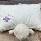 Personalisiertes Kuschelkissen, Schmusekissen Lamm, Geburtskissen, Kuscheltier mit Namen, Taufgeschenk personalisiert, Kuschelkissen Schaf