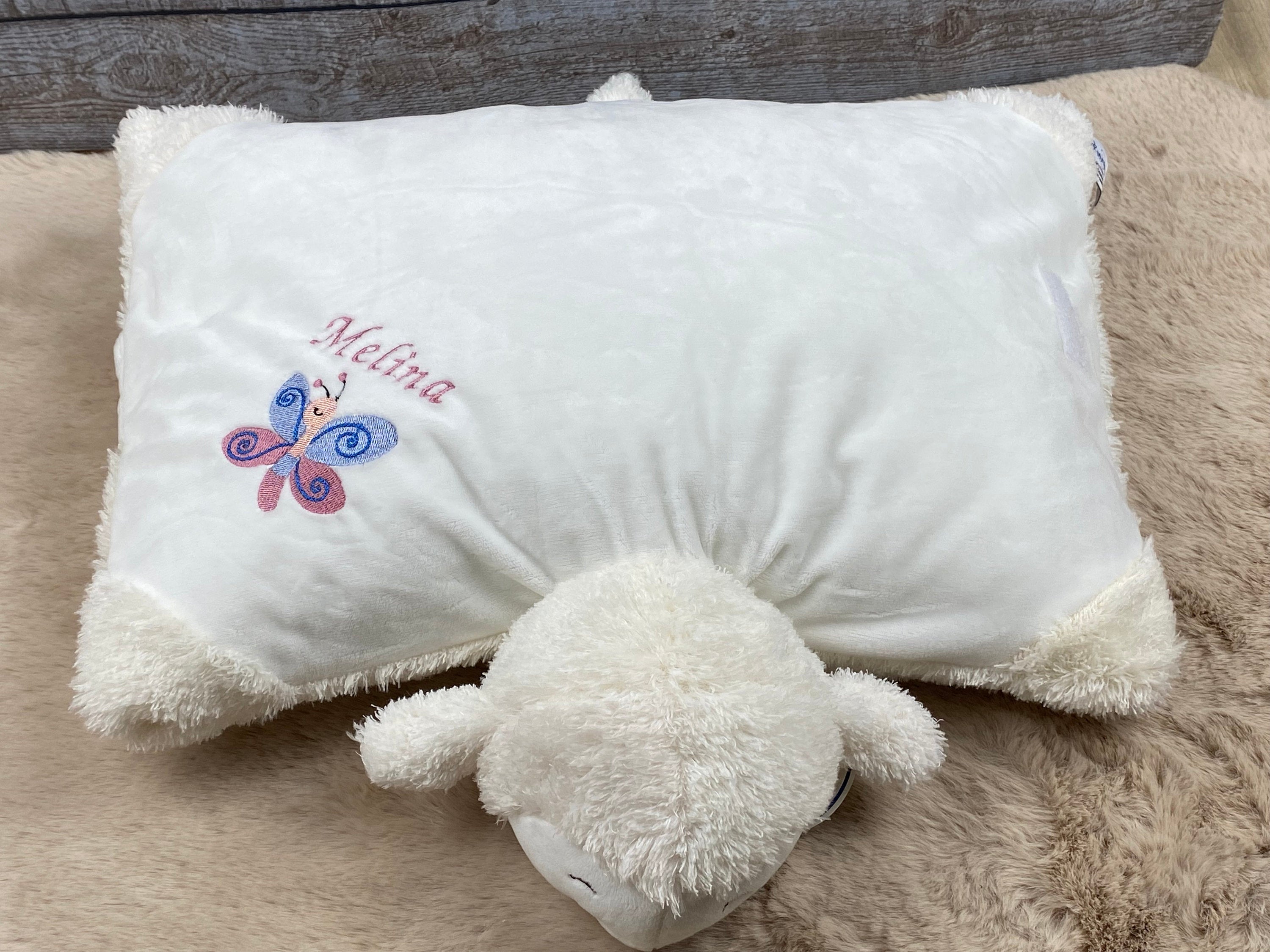 Personalisiertes Kuschelkissen, Schmusekissen Lamm, Geburtskissen, Kuscheltier mit Namen, Taufgeschenk personalisiert, Kuschelkissen Schaf