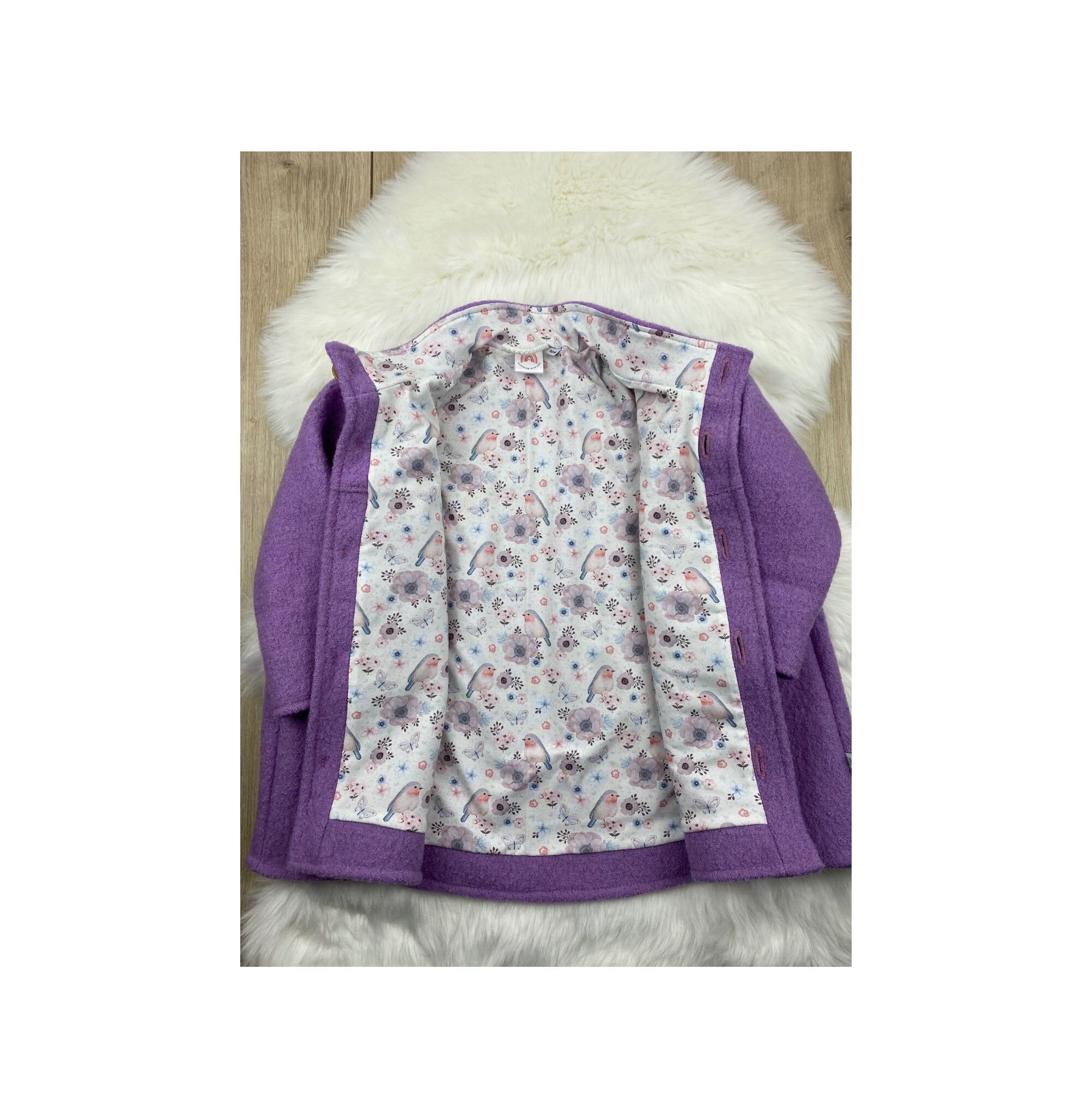 Wollwalkmantel für Mädchen, Wollwalk Jacke Kinder, Walkjacke Kinder , Winterjacke für Mädchen, Jacke mit Stehkragen, Übergangsjacke Kinder