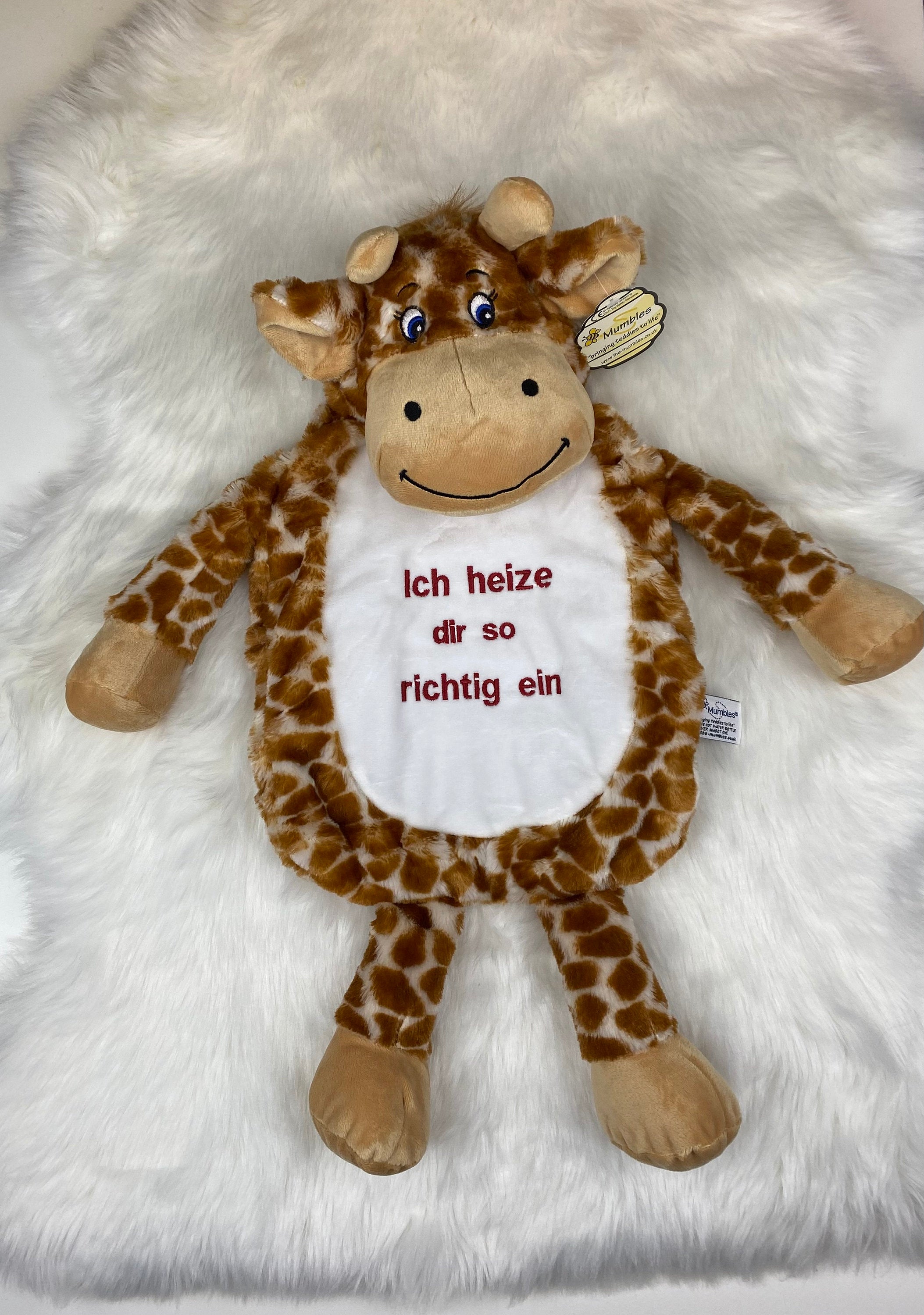 Personalisierte Wärmflasche, Wärmflasche personalisiert, personalisierte Wärmflasche, kuschelige Wärmflasche, Wärmflaschenbezug Giraffe