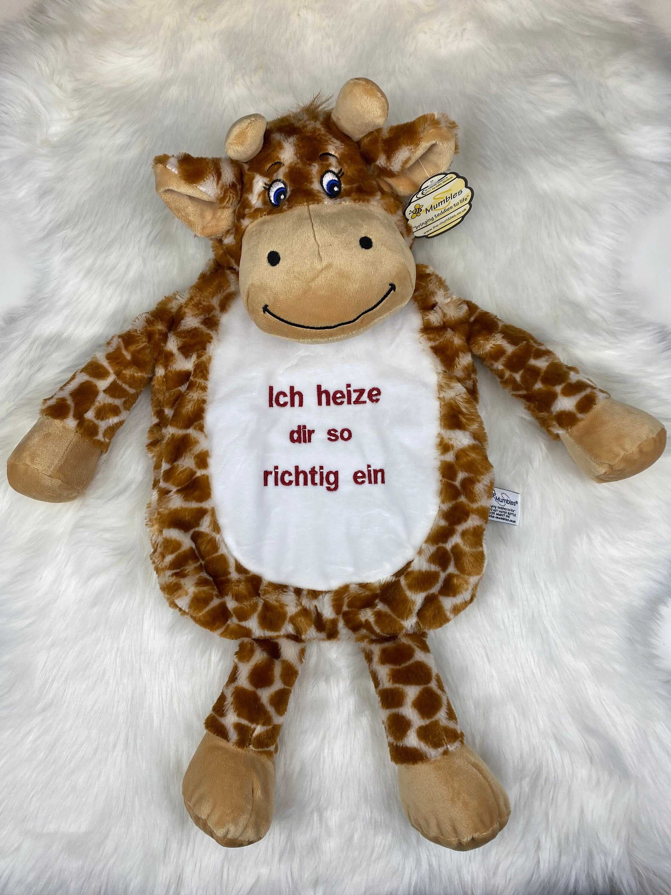 Personalisierte Wärmflasche, Wärmflasche personalisiert, personalisierte Wärmflasche, kuschelige Wärmflasche, Wärmflaschenbezug Giraffe