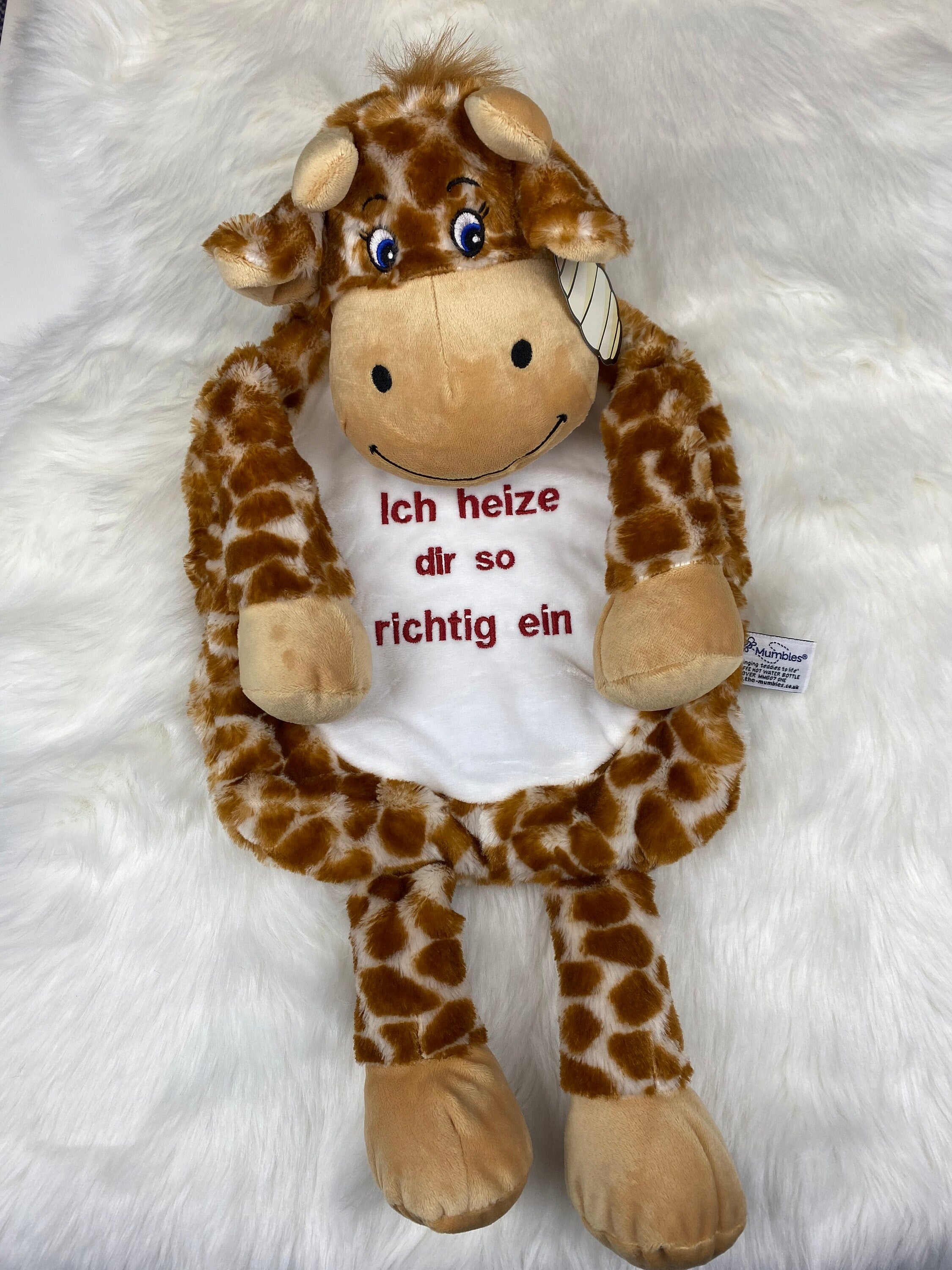 Personalisierte Wärmflasche, Wärmflasche personalisiert, personalisierte Wärmflasche, kuschelige Wärmflasche, Wärmflaschenbezug Giraffe