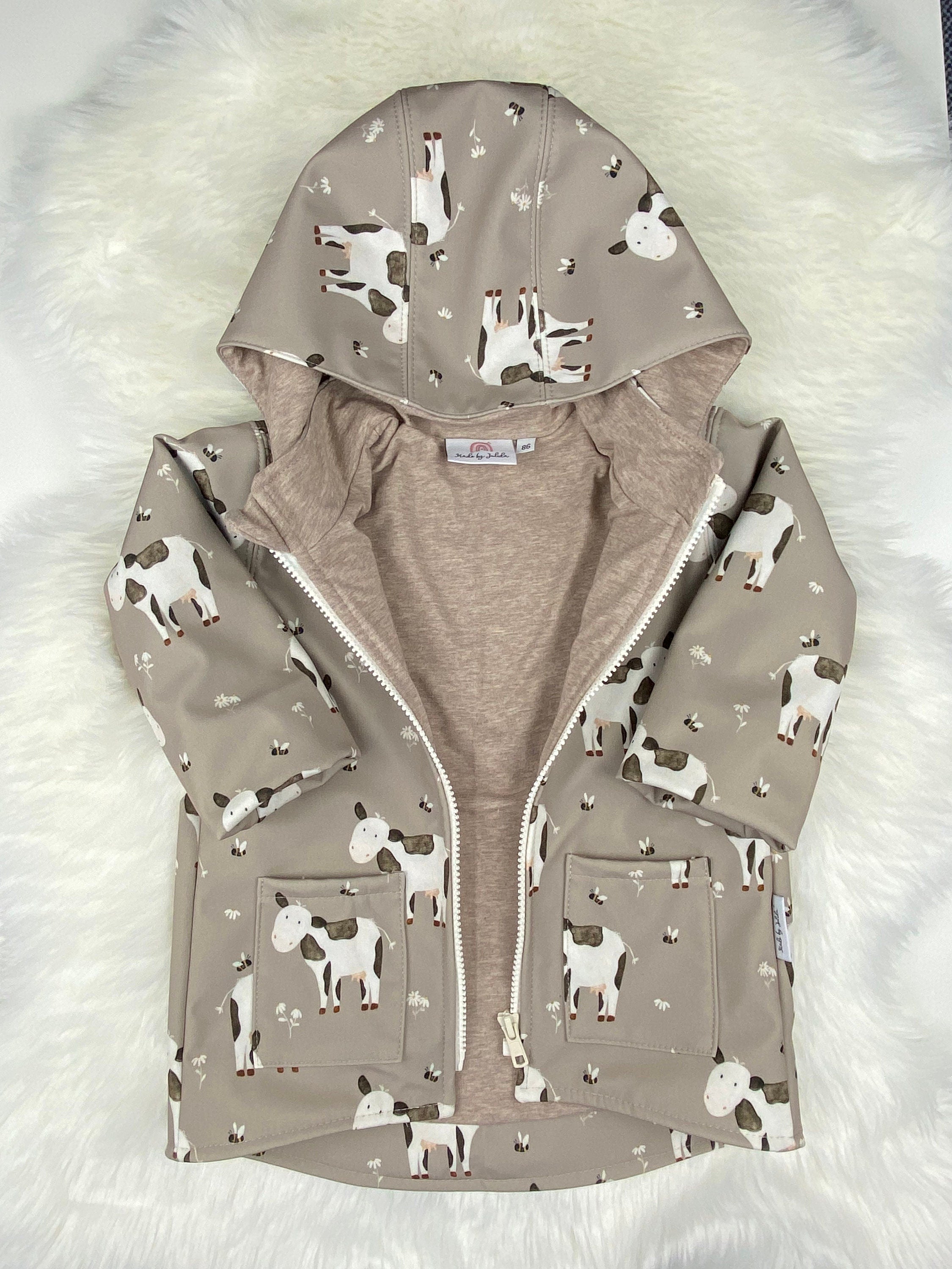 Softshell Regenjacke für Kinder gefüttert, Kinderregenjacke mit Kapuze und Reißverschluss,Softshelljacke Kinder, Übergangsjacke Kinder