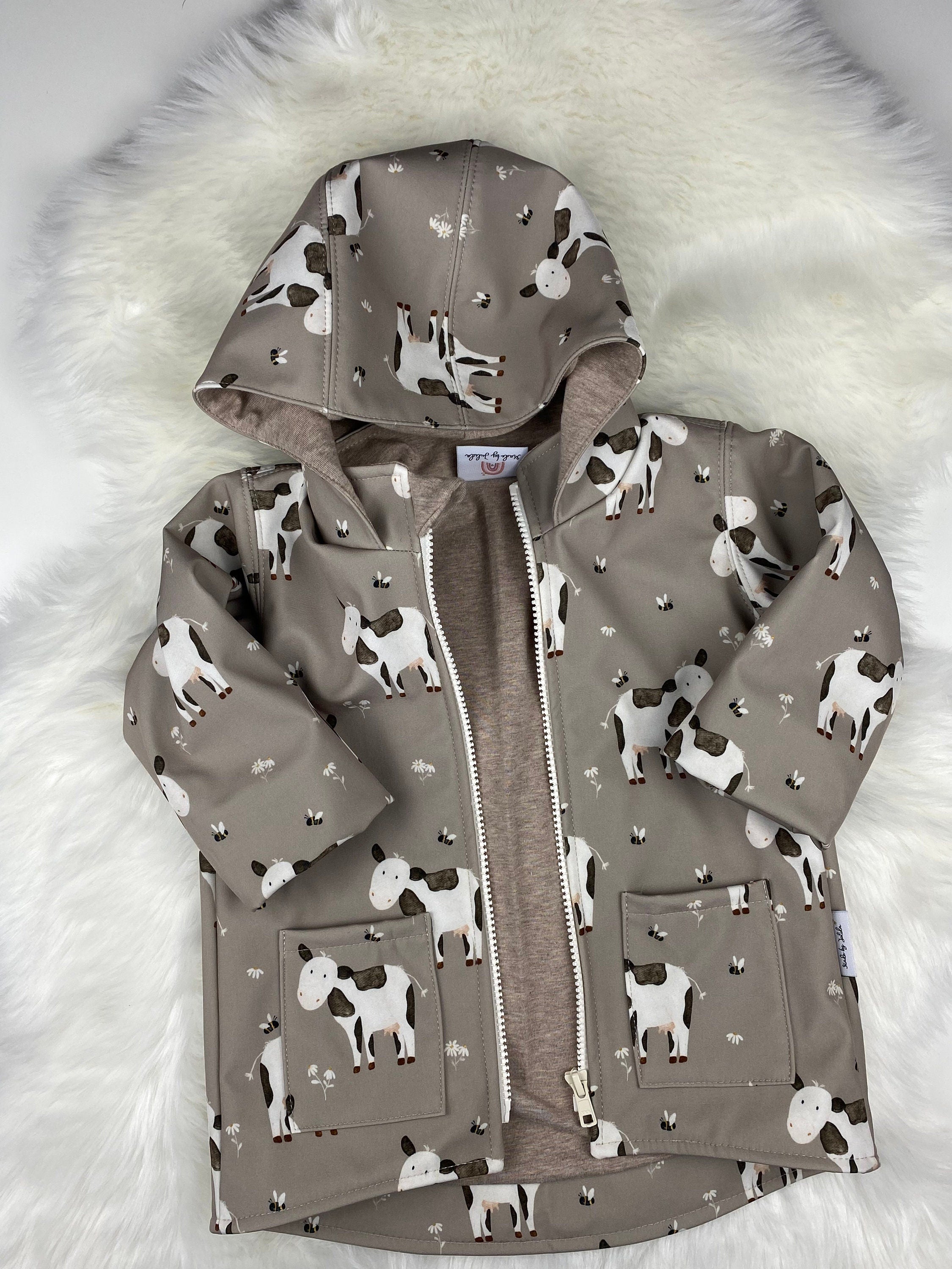 Softshell Regenjacke für Kinder gefüttert, Kinderregenjacke mit Kapuze und Reißverschluss,Softshelljacke Kinder, Übergangsjacke Kinder