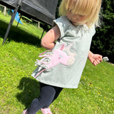 Einhorn T-Shirt Kinder, Kinder T-Shirt mit Einhorn, Mädchen T-Shirt Einhorn, T Shirt mit Einhornapplikation, T Shirt mit Stickerei