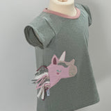Einhorn T-Shirt Kinder, Kinder T-Shirt mit Einhorn, Mädchen T-Shirt Einhorn, T Shirt mit Einhornapplikation, T Shirt mit Stickerei