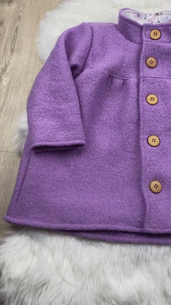 Wollwalkmantel für Mädchen, Wollwalk Jacke Kinder, Walkjacke Kinder , Winterjacke für Mädchen, Jacke mit Stehkragen, Übergangsjacke Kinder